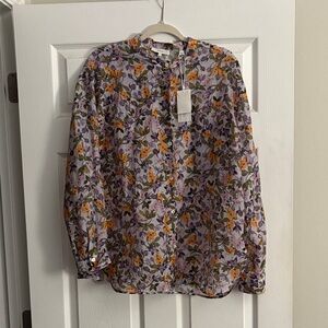 Vince Floral Blouse in Purple and Orange